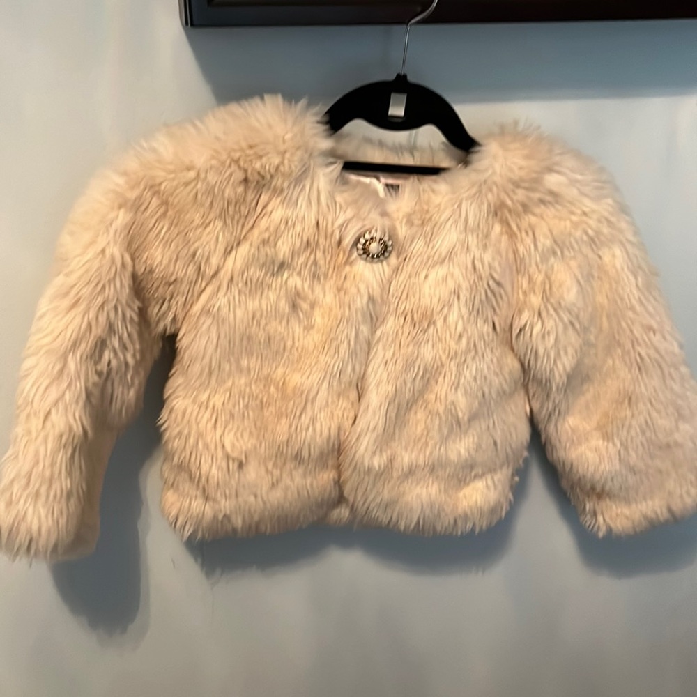 Beige faux fur silk lined jacket
